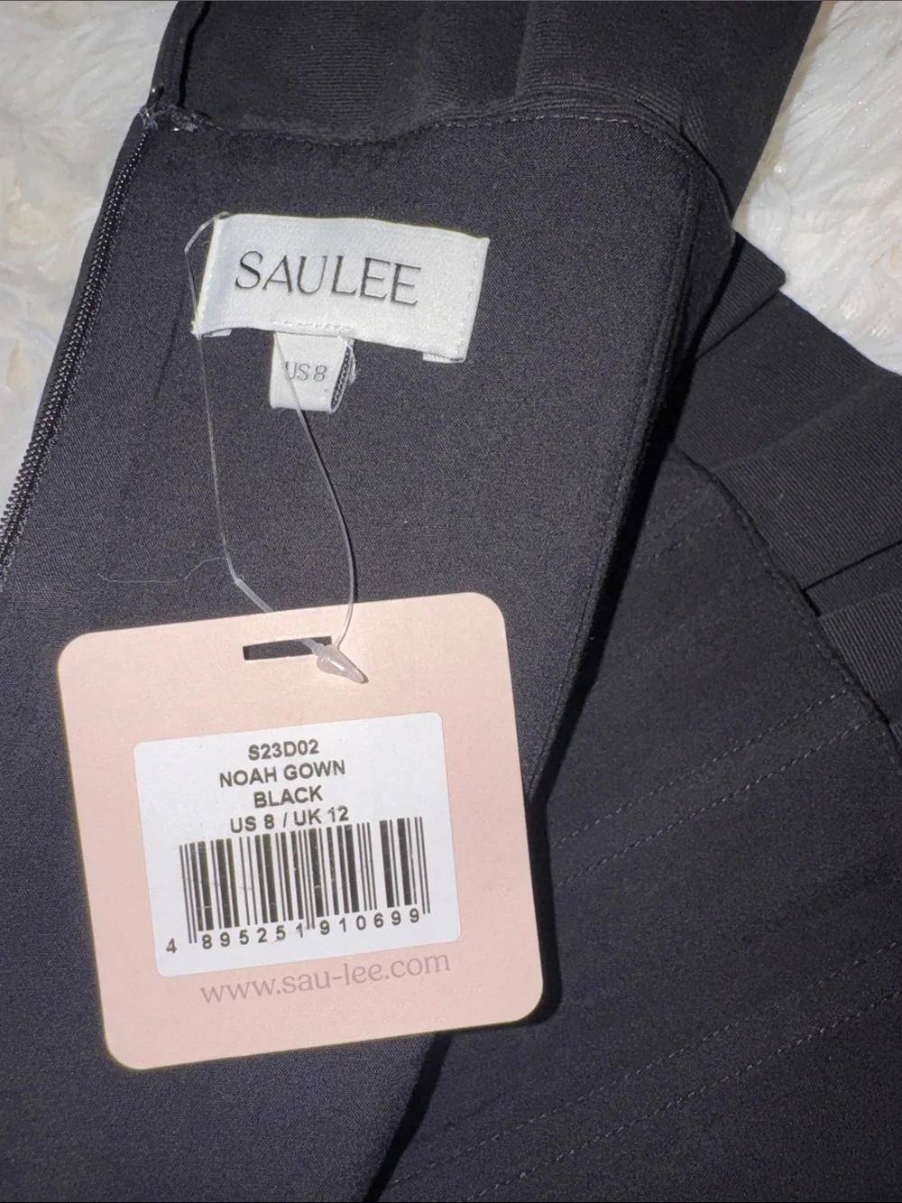 NEW SAU LEE Noah Column Strapless Black Gown Sz 8 - Picture 6 of 9